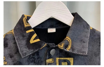 Boys Set Spring and Autumn 2024 New Children's Handsome Clothes Trendy Baby Autumn Fashion Cowboy Two Piece Set Kids Outfits.