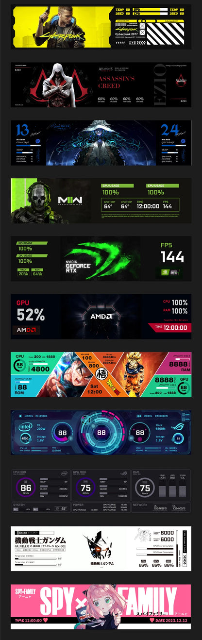 3.5 / 5 Inch IPS Type-C Secondary Screen Mini Computer USB Display CPU GPU RAM HDD Monitor with Holder Metal Case No Use AIDA64