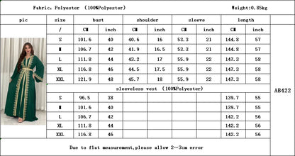 Eid Muslim Women Party Dresses Jalabiya 2 Piece Set Embroidery Arab Long Robe Ramadan Morocco Dubai Abayas Islam Vestidos Kaftan.