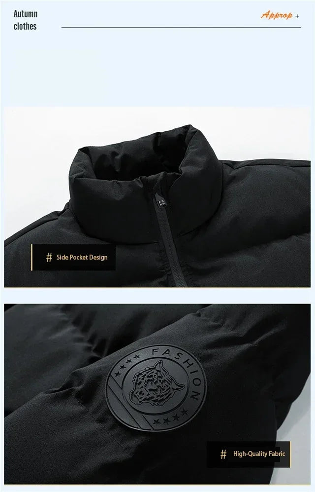 Men's cotton warm jacket - 2025 winter fashion trend - Short warm men's jacket - Thick and casual warm jacket - Men's trench coa.