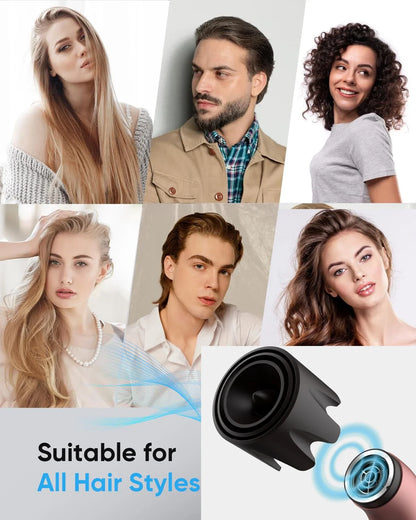 1400W pure original high-power hair dryer, dries hair quickly, lightweight body, low noise, comes with various types of nozzles.