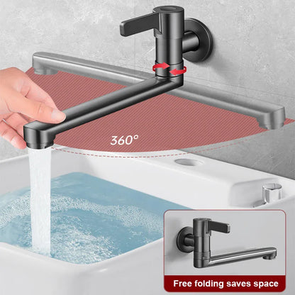 Wall-mounted Faucet Mop Pool Tap Single Hole Faucet Brass 360º Free Spin Single Cold Faucet Kitchen Sink Faucet