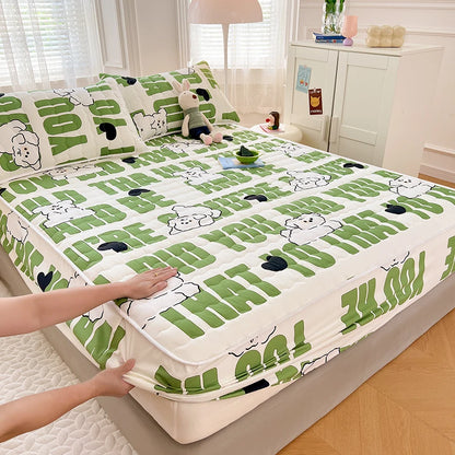 Quilted Mattress Cover For Kids Single/Double Size Rabbit Printing cubre colchón 200X220cm Anti-Mite 매트리스커버 Queen/King Size 매트리스