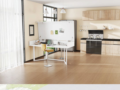 Klappbarer Schreibtisch – Multifunktional, faltbar, mit europäischen Steckdosen, Muschel-Design zum Verstecken des Unordnunges auf dem Schreibtisch