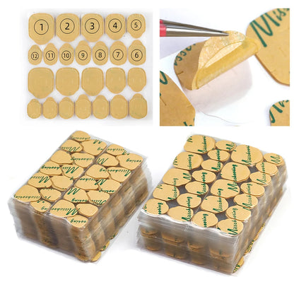 10Sheets/240Pcs  Double Side Adhesive Tape Glue Sticker For Fake Nails Super Sticky Waterproof Breathable Transparent Jelly Glue.