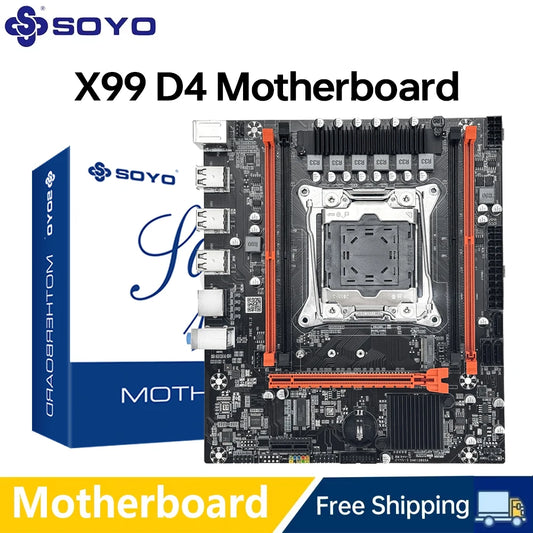 SOYO X99 Gaming Motherboard USB3.0 Dual Channel DDR4 Memory PCIEx16 LGA2011-3 Support M.2 NVME for Desktop Computer Components.