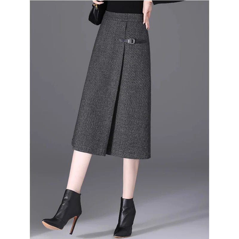 2025 Autumn New All-match Fashionable High Waist A-line Skirt Women Clothes Office Lady Simplicity Irregular Slim Skirts Ladies.