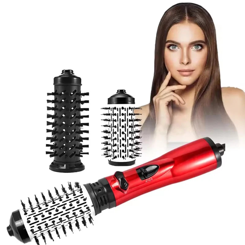 Hot Air Brush Design 3-In-1 Rotating Electric Hair Straightener Curling Comb Roller One-Step Electric Ion Hair Brush.