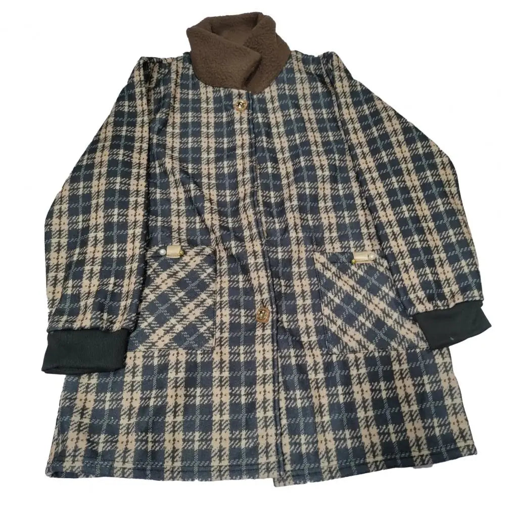Frauen Plaid Mantel Karierten Winter Mutter Jacke Taschen drehen-unten Kragen einreiher Mid Länge Mantel Mid-aged frauen Mantel.