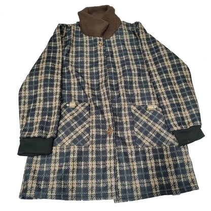 Frauen Plaid Mantel Karierten Winter Mutter Jacke Taschen drehen-unten Kragen einreiher Mid Länge Mantel Mid-aged frauen Mantel.