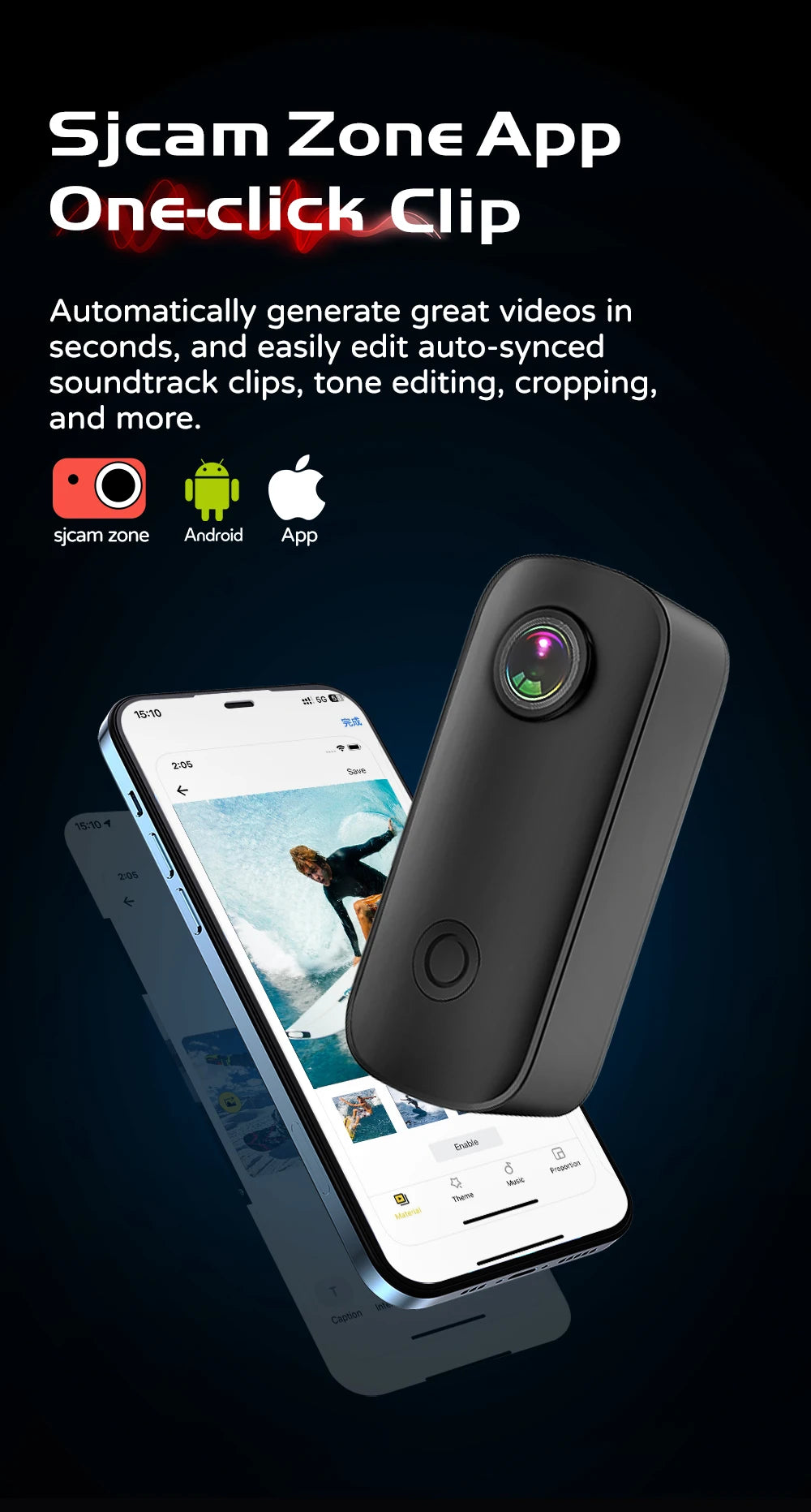 SJCAM C100 Plus Action Cam 4K Electronic Image Stabilization 2.4G WiFi 30M Waterproof With Case Sport Camera Black White