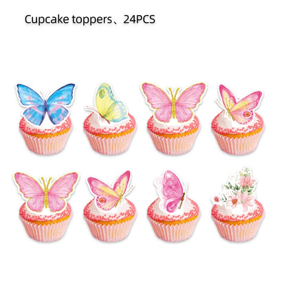 Schmetterling Geburtstag Party Dekoration Mädchen Einweg Geschirr Set Pappteller Tasse Ballon Tischdecke Schmetterling Thema Liefert.