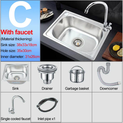 Verdickter Einzelschlitz aus Edelstahl 304 mit Halterung zum Aufhängen an der Wand, Waschbecken, Balkonbecken, Küchenwaschbecken, Waschbecken