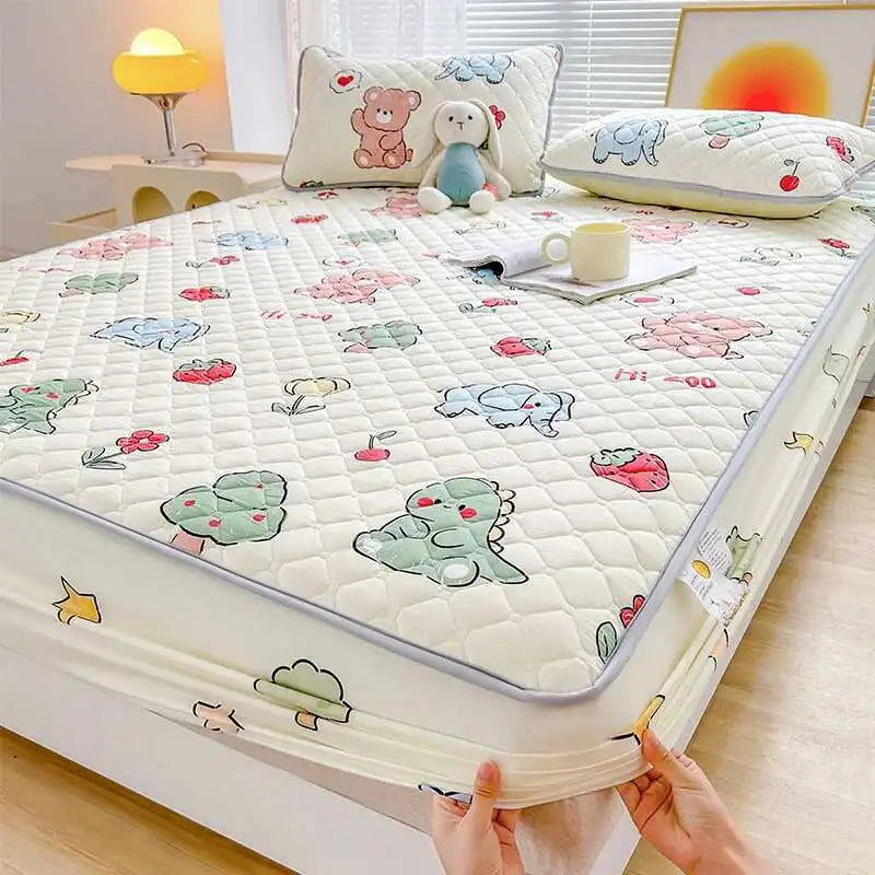 Quilted Mattress Cover 150x200cm - Thick Skin-Friendly Fitted Sheet, 매트리스커버 Breathable Bed Covers (Pillowcase Sold Separately)