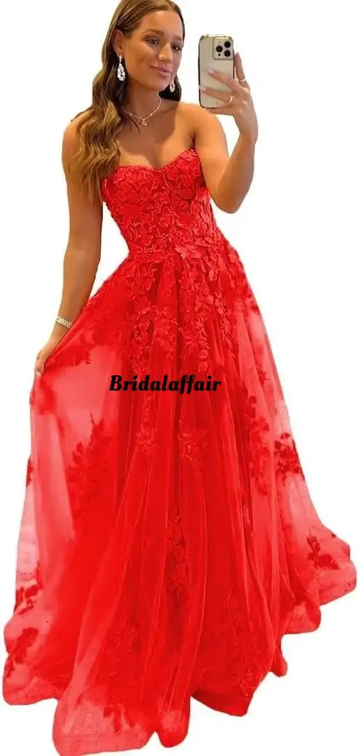 Orange Spitze Appliques Prom Kleider Illusion Liebsten liebsten Tüll EINE Linie Sweep Zug Abendkleider Graduation Party