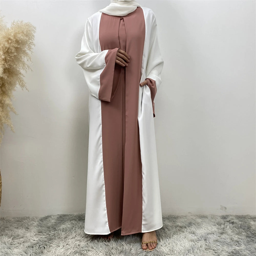 Ramadan Eid Muslimischen Abaya Dubai Luxus Spleißen Gefälschte Zwei Stücke Abayas Für Frauen Kaftan Modest Kleid Islam Kaftan Marocain Femme.
