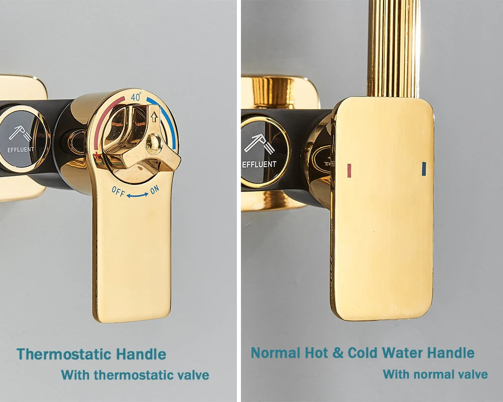 Black Thermostatic Shower Faucet Set For Bathroom Smart Display Hot Cold Water Mixer Tap Wall Mounted Rainfall System With Bidet