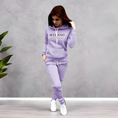 Autumn Winter Woman Clothing Printed Casual Sweatshirt Sweatpants Set Jogging Hoodie Tracksuit Sports Home Womens Pants Suit y2k.