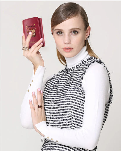 New Mini Short Tri-Fold Ladies Wallet Adorable Compact Feminine Wallet for Women.