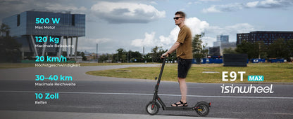 Isinwheel E9TMax Foldable Electric Scooter 500W 10Ah Battery 36V Up to 20 Km/h Adult City E-Scooter.