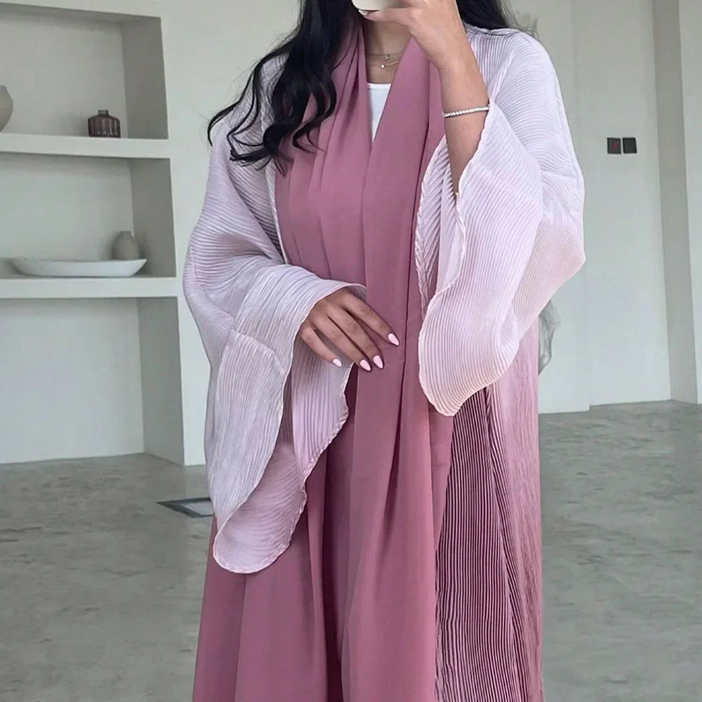 Elegante Abaya für muslimische Frauen, ausgestellte Ärmel, plissierte Abayas, islamische Kaftane, Jilbabs, Maxikleider, ethnische Kleidung aus dem Nahen Osten.