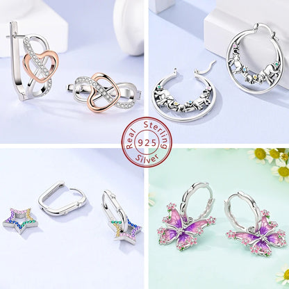 2025 New 925 Sterling Silver Hoop Earrings Flowers Zircon Drop Earrings Stud For Woman Fine Birthday Wedding Party Jewelry Gifts.