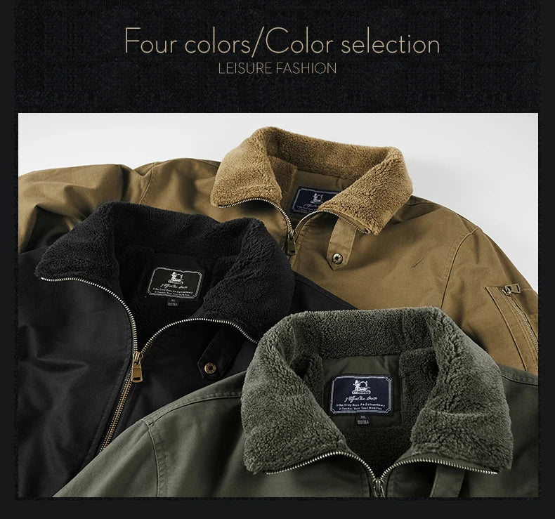 Winter Tactical Jacket Outdoor Men Fleece Sports Running Warm Coat Solid Color Stand Collar Breathable Comfortable Pilot Jacket.