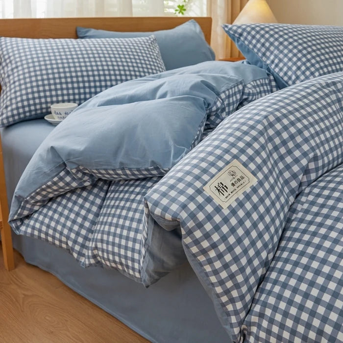 2025 new solid color matching pure cotton quilt cover bed four-piece set student dormitory 3-piece set available in all seasons