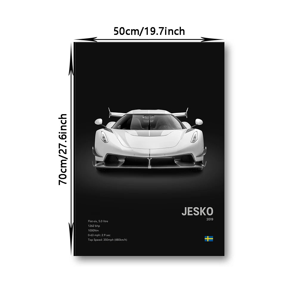 Famous Cars JESKO Canvas Wall Art Print Poster AGERA RS Decorative Mural Modern Home Decor Birthday Gift Unframed.