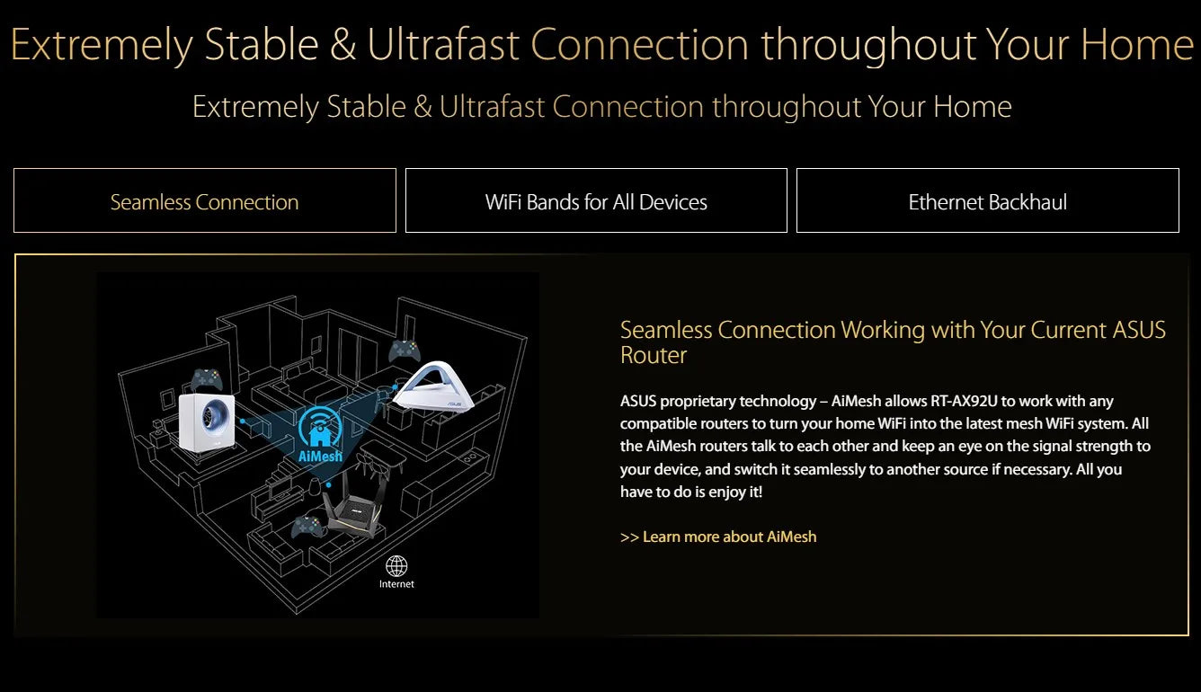 ASUS RT-AX92U AX6100 Tri-Band WiFi 6 802.11AX Gaming Router 6100Mbps MU-MIMO & OFDMA AiMesh Whole Home Mesh WiFi GPN Mobile Game.