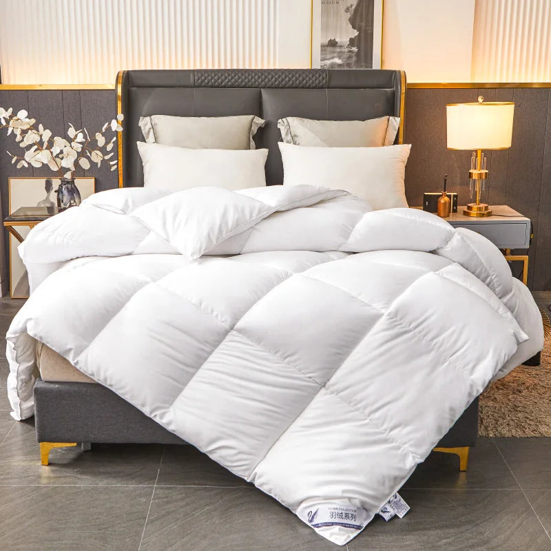 Solid White Goose Down Like Duvet Fluffy Quilted Comforter Comfortable Warm Winter/Autumn Thick Blanket 150*200cm Quilt Core.