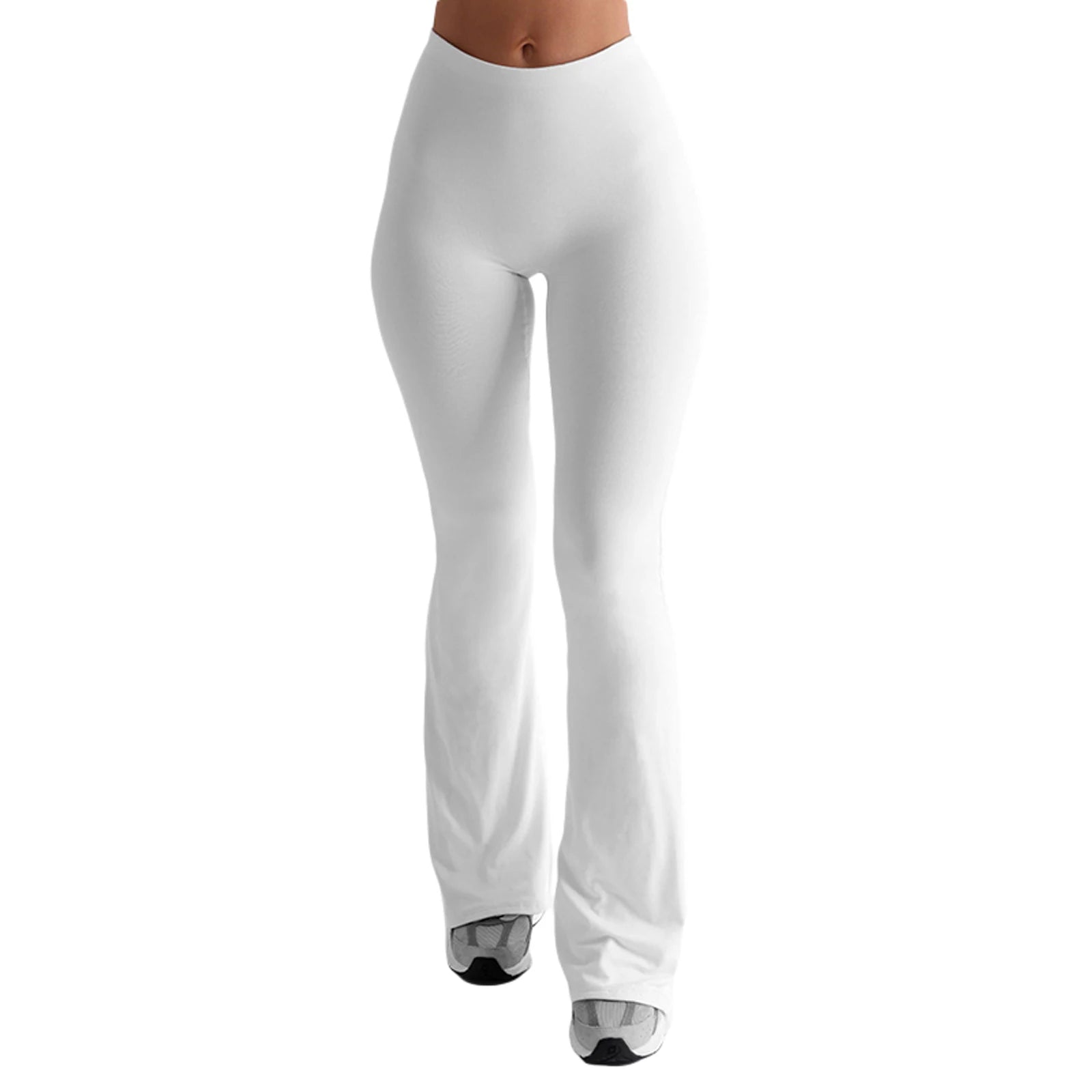 Frauen Casual Solide Farben Hohe Taille Schlaghosen Trendy Bootcut Hose Ausgestellte Leggings Hosen für Streetwear.