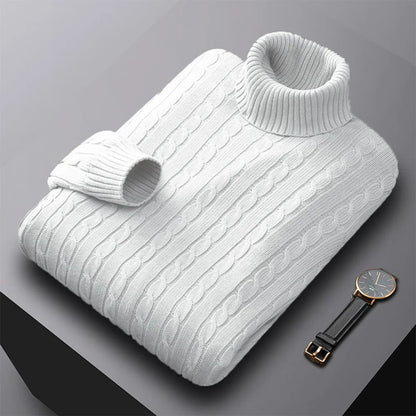 New Men's Turtleneck Sweater Solid Color High Neck Pullover Knitted Sweaters Casual Elastic Sweatwear Mens Fall Winter.