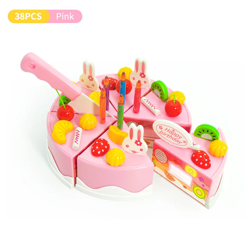 Girl Toy Cake DIY Minature Food Simulation Pretend Play Kitchen Set Tea Kid Cut Game Education Children Toys For 3 Year Birthday