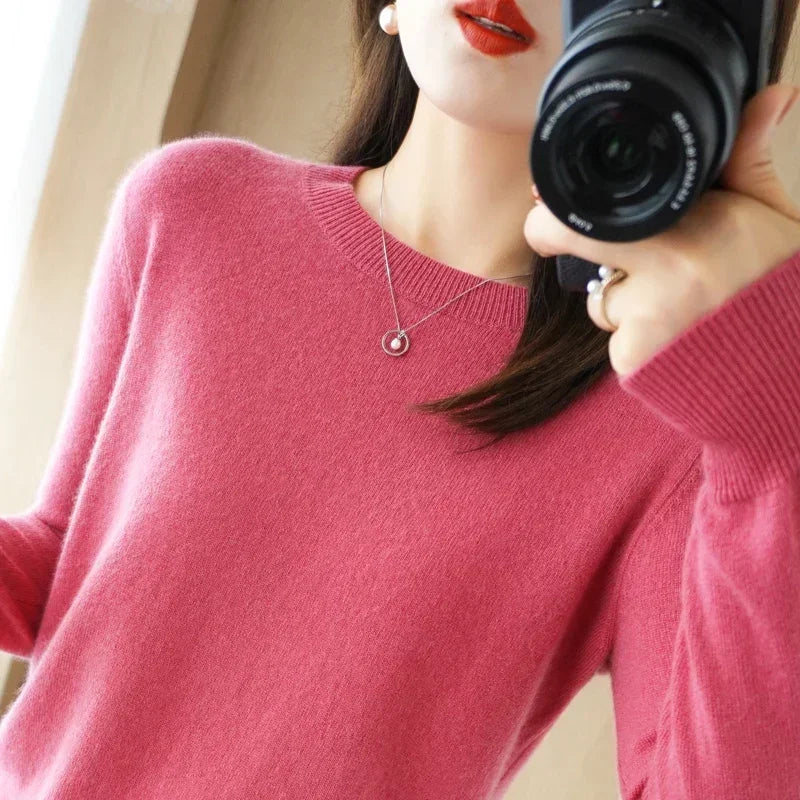 Frauen Pullover Herbst Winter Lange Hülse O-ansatz Pullover Warme Bodenbildung Shirts Koreanische Mode Pullover Strickwaren Weiche Jumper