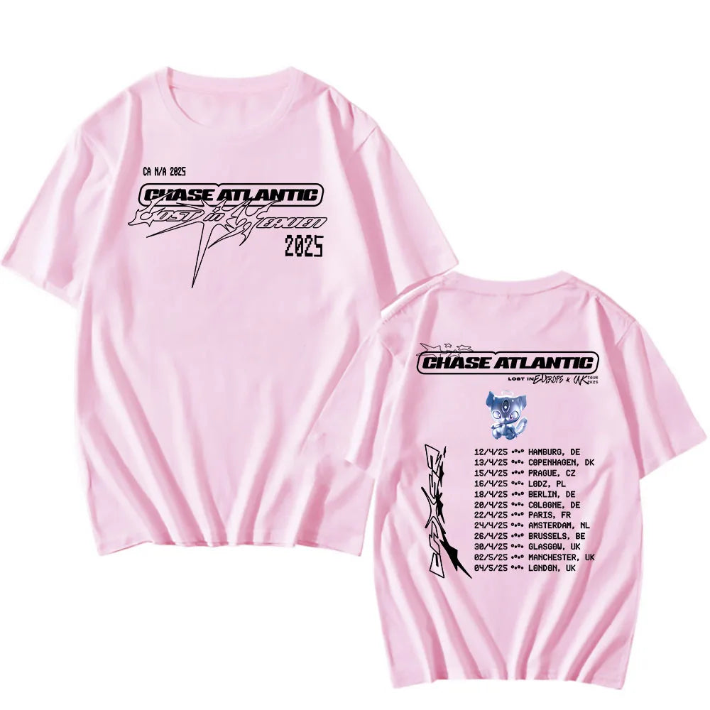 Band CHASE ATLANTIC Tour 2025 T-shirt Summer Cotton Short Sleeve Male Tshirts Graphic T Shirts Men Women Clothing Graphic Print.