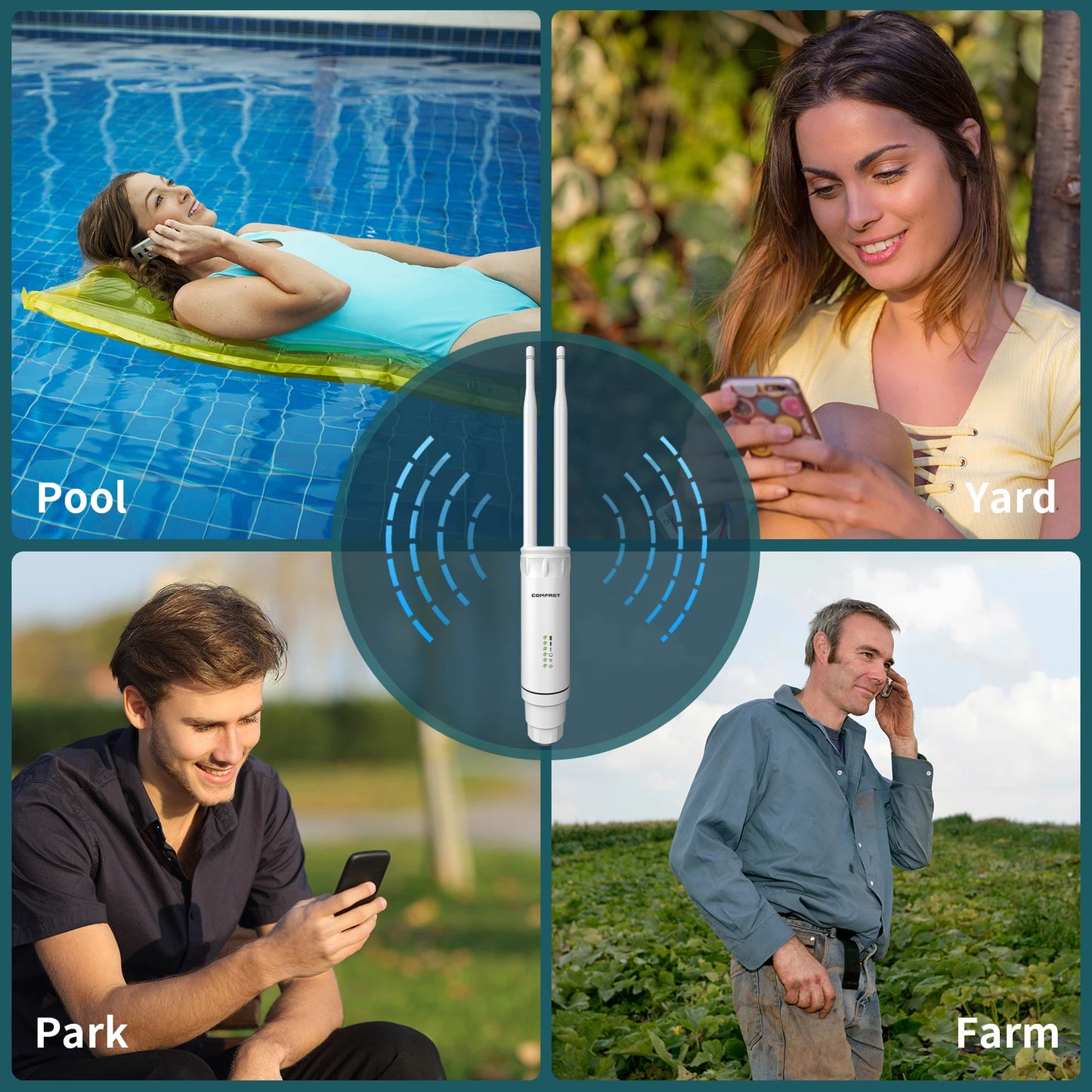 2*5dBi Antenna Long Range WiFi Base Station Amplifier High Power AC1200 Outdoor Access Point 2G&5G Omnidirection Router Repeater.