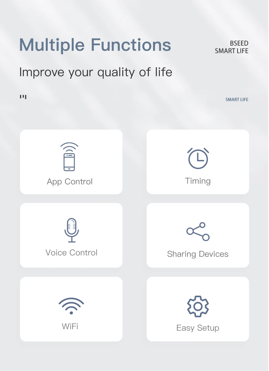 BSEED Wifi 1/2/3Gang Licht Schalter Touch Sensor Glas Schalter Tuya Smart Leben Alexa Control Plus EU Steckdosen Neutral Draht.
