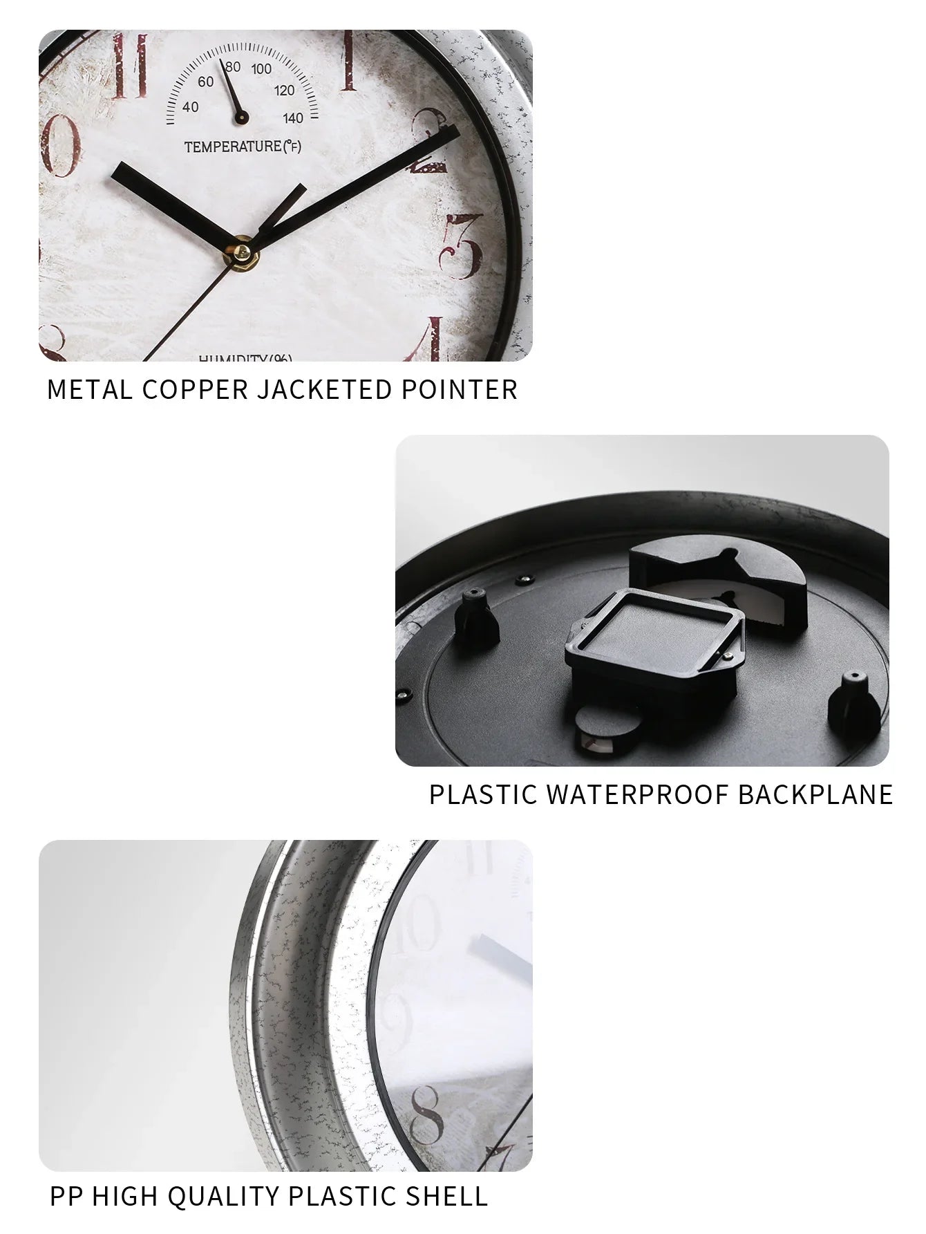 100 % wasserdichte Wanduhr, Outdoor-Uhr, Badezimmer, Küche, Terrasse, Geschäft, Wohnzimmer, dekorative Wanduhr, stilvolle, geräuschlose Wanduhr