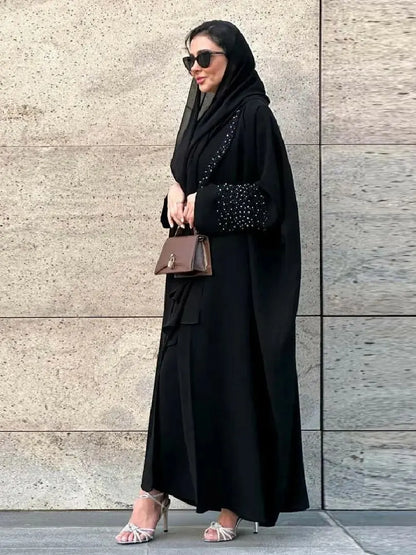 Black Open Kimono Abaya Damen Dubai Luxury Muslim Abayas For Women Kaftan Dress Kebaya Islamic Clothing Robe Femme Musulmane.