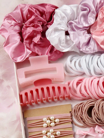 1 Set Pink Hair Accessories Set For Women Girls Hair Claw Hair Tie,Hair Scrunchies Rubber Band For Hair Fashion Hair Accessories.