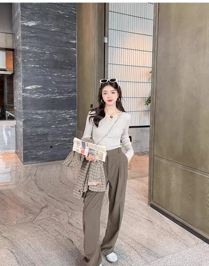 2025 frauen Solide Strick Pullover Herbst Winter Pullover V-ausschnitt Taste Langarm Schlank Pullover Koreanische Casual Basis Schicht Y2k.