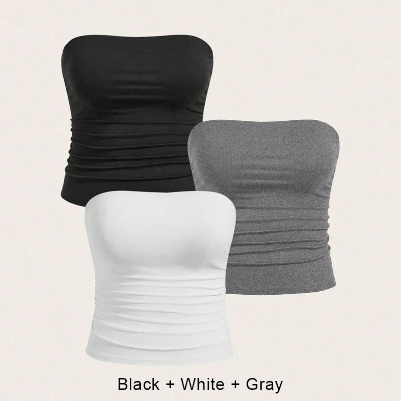 3PCS/set Sexy Top Femme Plus Size Female Underwear Lady Women Summer Top Lingerie Bandeau Tops Women's Tube Corset Hot Intimates.