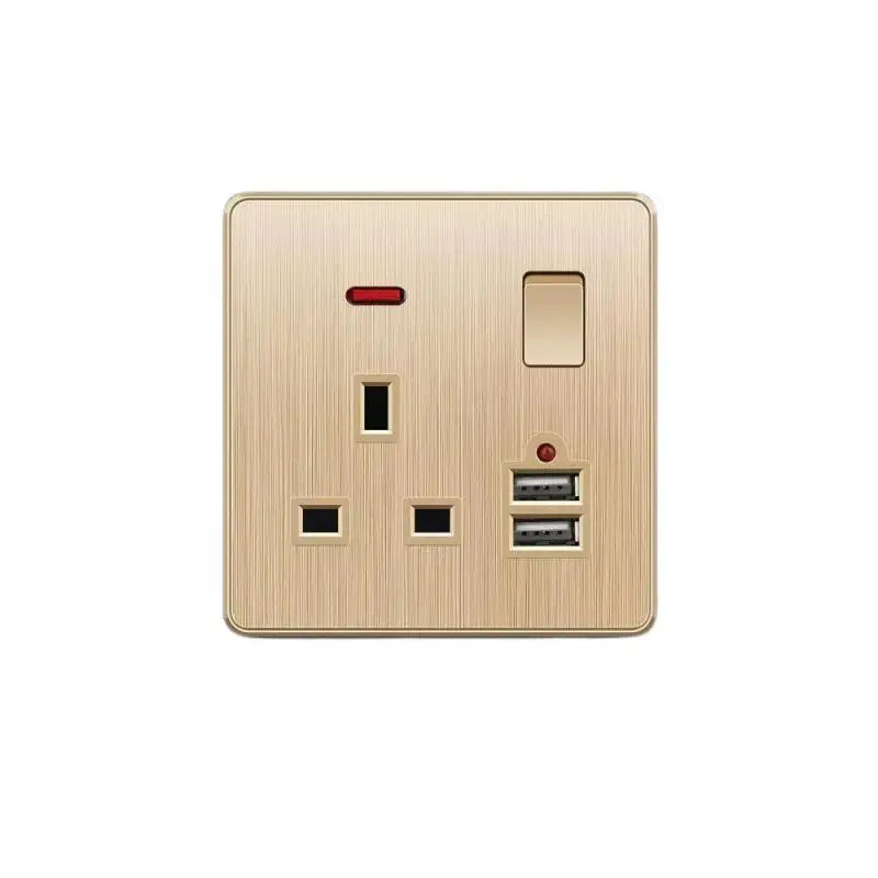 Gold 13A UK Stecker USB Steckdose, Haushalt elektrische licht schalter, universal 5 loch Dual Buchse mit USB Ladegerät, AC110-250V