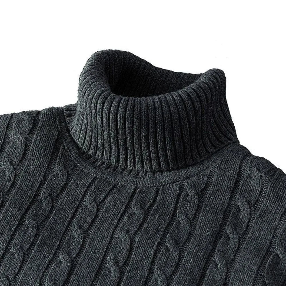 New Men's Turtleneck Sweater Solid Color High Neck Pullover Knitted Sweaters Casual Elastic Sweatwear Mens Fall Winter.