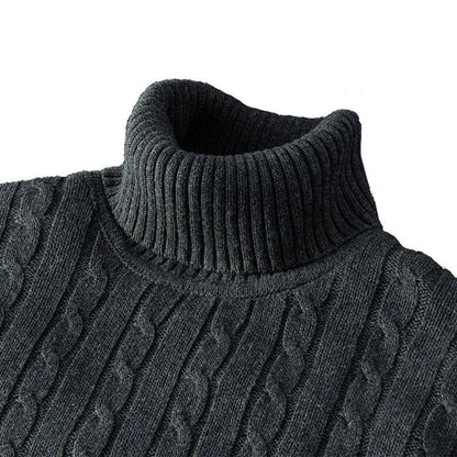 New Men's Turtleneck Sweater Solid Color High Neck Pullover Knitted Sweaters Casual Elastic Sweatwear Mens Fall Winter.