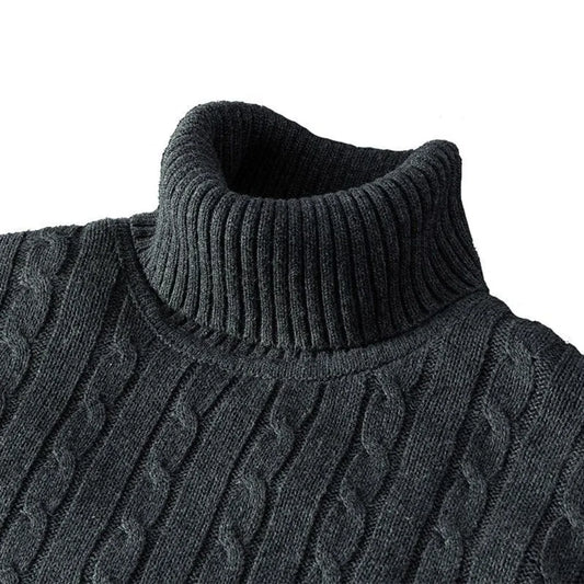 New Men's Turtleneck Sweater Solid Color High Neck Pullover Knitted Sweaters Casual Elastic Sweatwear Mens Fall Winter.