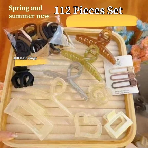 New 8-137PCS Set Hair Clip Combination Women Hair Accessories Grab Clip Hair Band Temperament Hairclip High Ponytail Headband