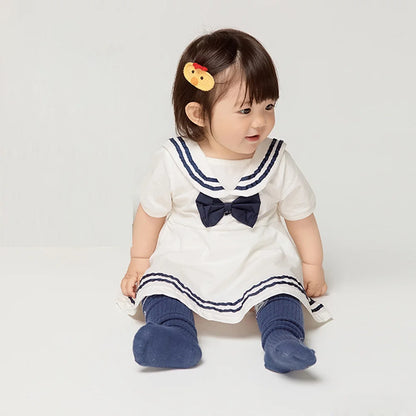 Sommer Baby Mädchen Strampler Kleid Sailor Navy Kragen Infant Mädchen Bögen Einteilige Kleidung Kleinkind Kurzarm Body.