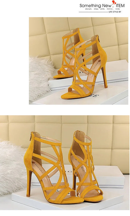 BIGTREE Shoes Roman Style High Heels Woman Pumps Stiletto Heels 11 Cm Women Heels Sexy Party Shoes Hollow Out Women Sandals 2025